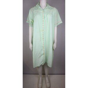 KATZ - VINTAGE 60s WOMEN'S GREEN HOUSE COAT NIGHT GOWN - SIZE L